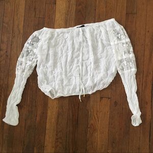 Off the shoulder white lace top